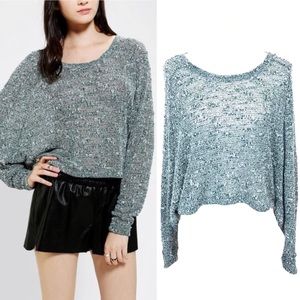 UO Sparkle & Fade Extreme Dolman Cropped Sweater M